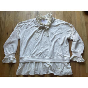SELKIE The Victorian Sweater Size 3x Ivory Ruffled Collar NWT